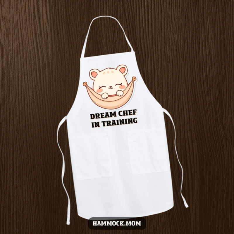 Funny Apron: A cute hammock animal character dreaming with closed eyes and a soft smile, perfect for kitchen fun and gifts.
