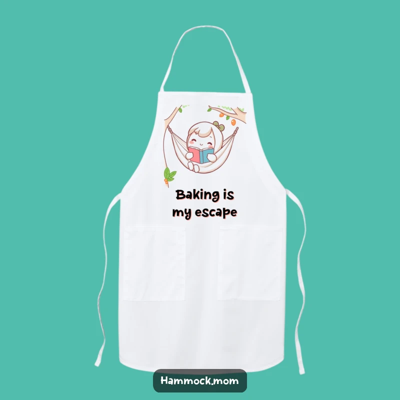 Funny Kawaii Hammock Apron: Relaxed Reader Character Kitchen Gift