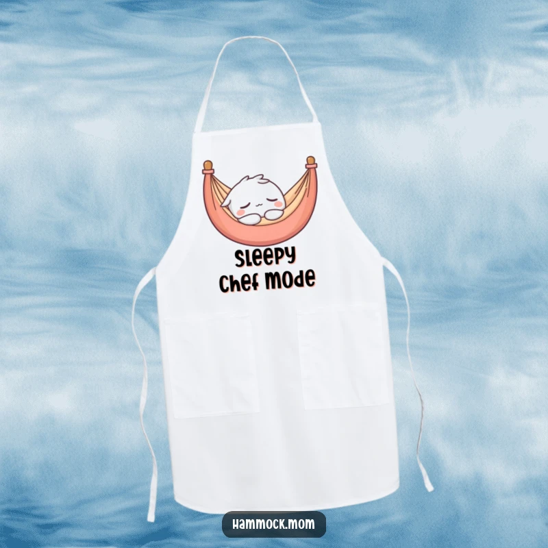 Funny apron with a kawaii hammock character asleep, bringing a humorous and relaxed touch to kitchen activities.