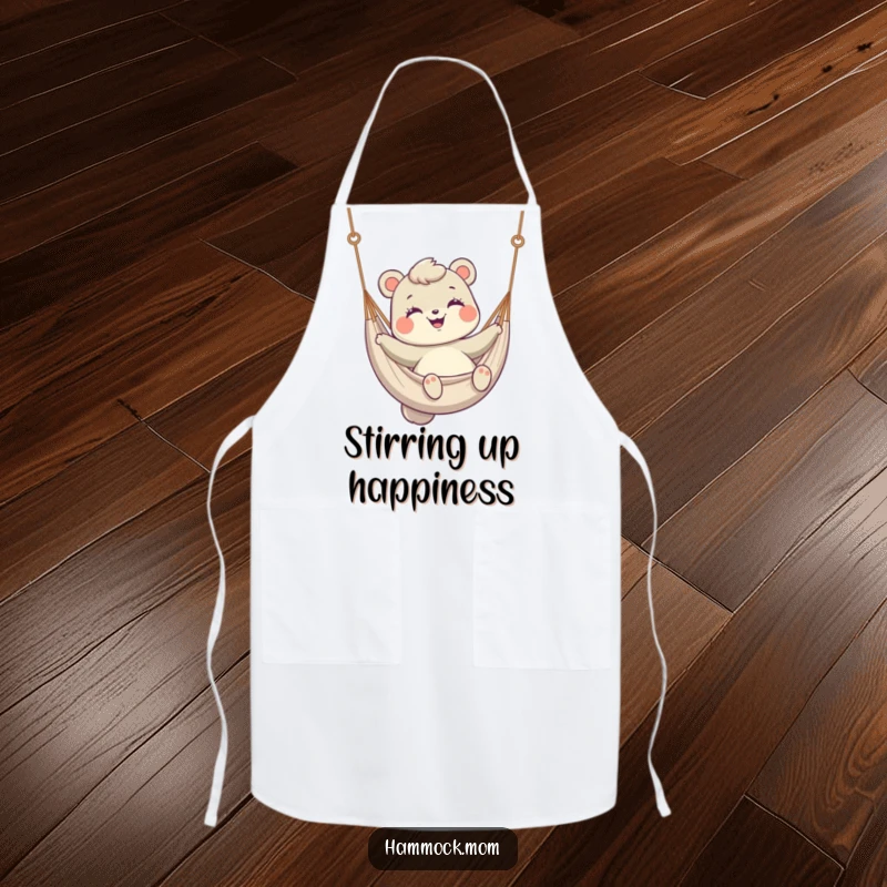 Funny Apron with a mom animal smiling while gently swinging in a hammock, perfect for funny cooking.