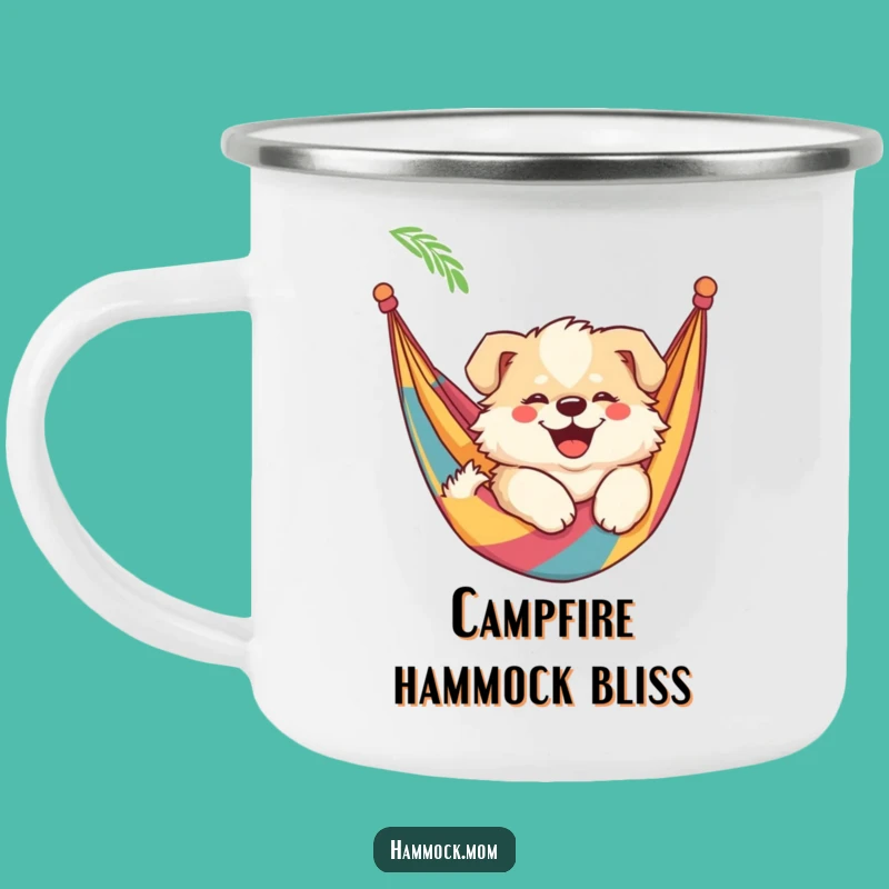 Funny Mama Dog Hammock Enamel Camping Mug - Relaxation Gift