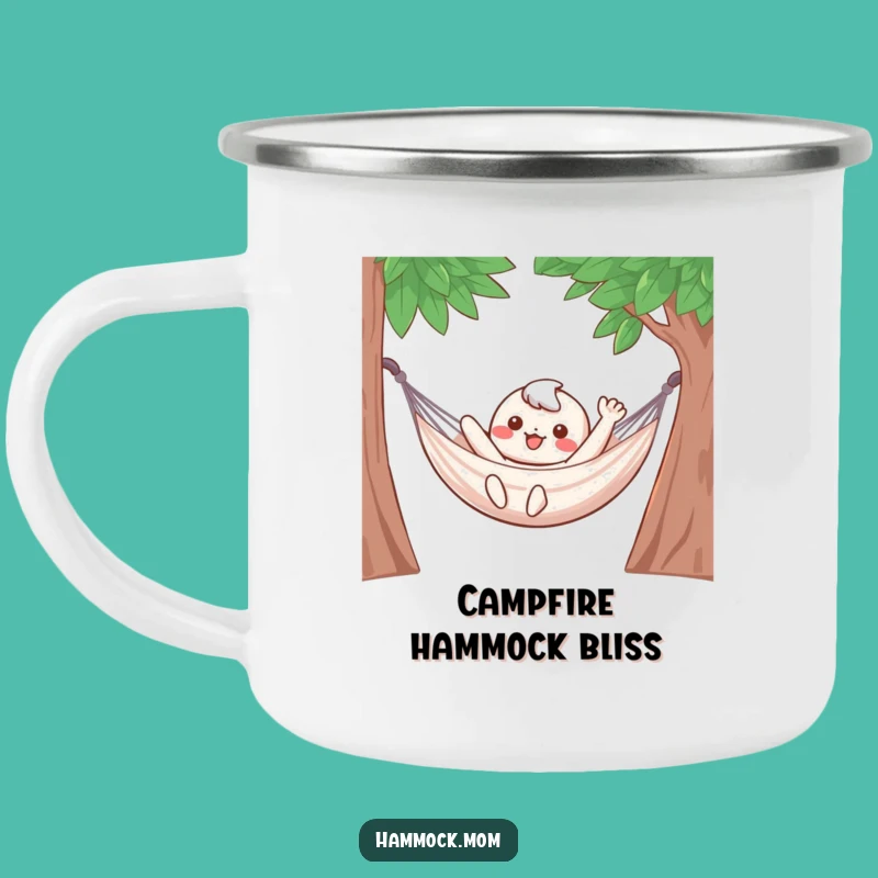 Funny Hammock Character Camping Mug: Relaxed Waving Possum Outdoor Gift