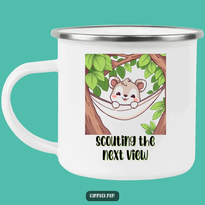 Funny Curious Hammock Animal Camping Mug: Adventure Peeks with Humor
