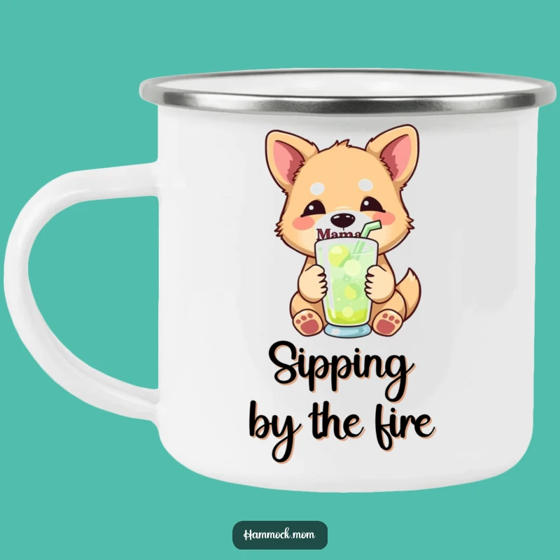 Funny Mama Dog Drink Enamel Camping Mug - Refreshing Outdoor Gift