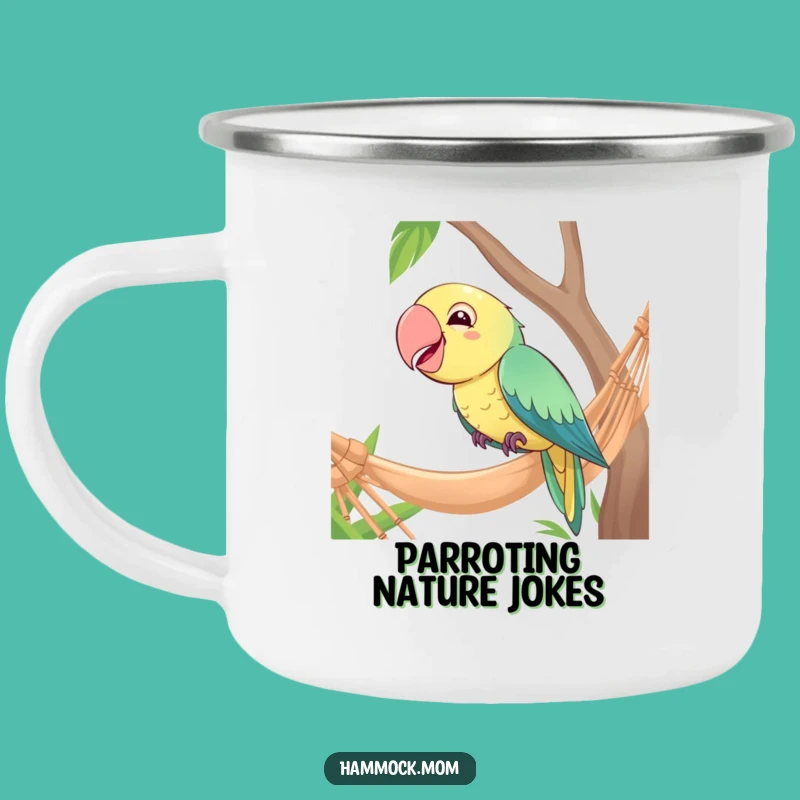 Funny Parrot Hammock Camping Mug: Tropical Giggles Outdoors