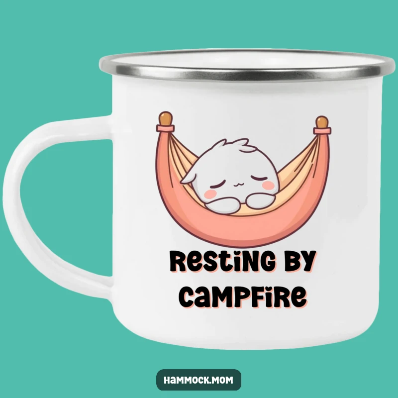 Funny Kawaii Hammock Sleepy Character Camping Mug - Outdoor Relaxation Gift