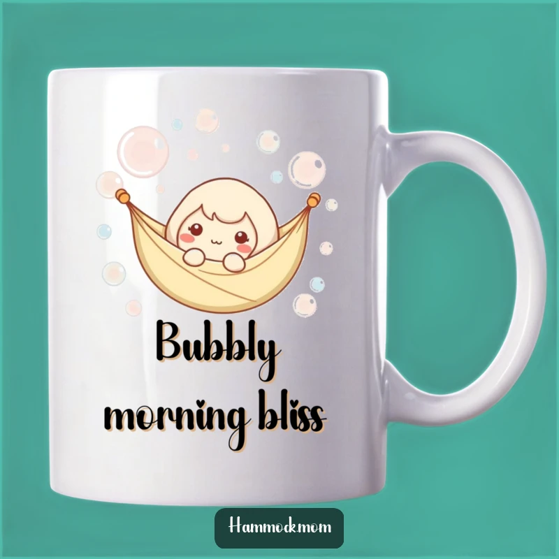 Funny Kawaii Hammock Bubble Character Mug - Relaxing Floating Zen Gift