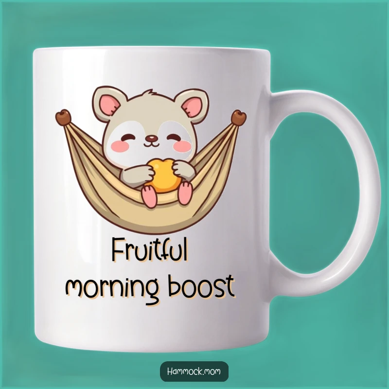 Funny Kawaii Fruit Offering Animal Mug: Lounging Snack Time, Perfect Gift!