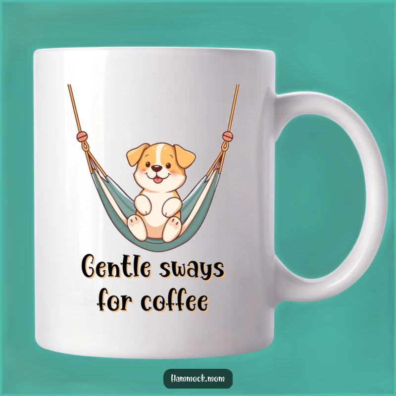 Funny Swinging Dog Hammock Mug: Gentle Pup Relaxation, Perfect Funny Gift Idea