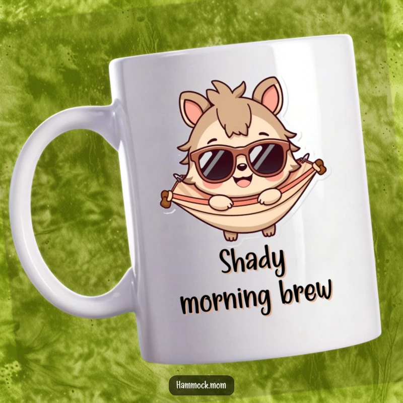Funny mug featuring a cool animal character wearing sunglasses and a wide smile, embodying a laid-back and stylish humorous vibe.