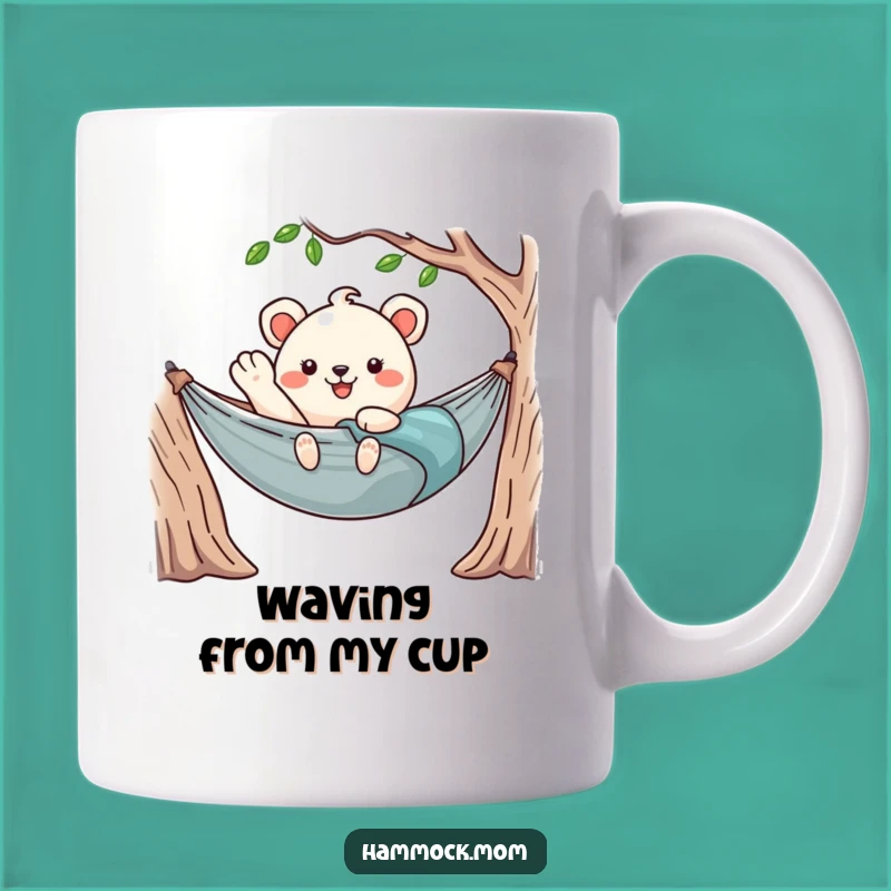 Funny Kawaii Hammock Mug: Relaxed Animal Greeting for Your Morning Brew