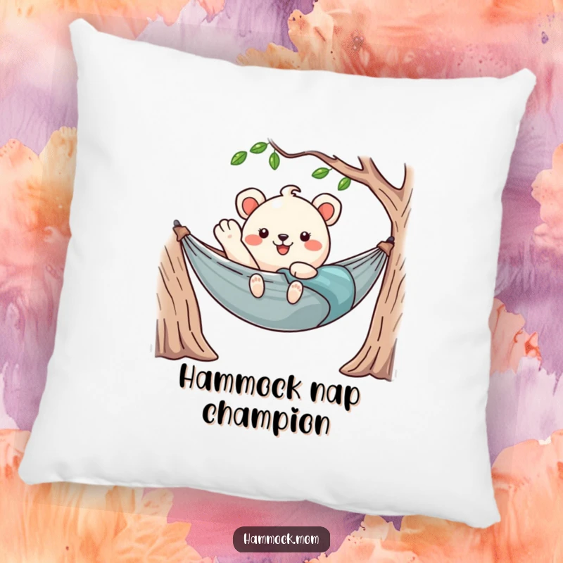 Funny Kawaii Hammock Animal Pillow Waving Hello from Hammock, Soft and Cozy, Relaxed Decorative Accent.