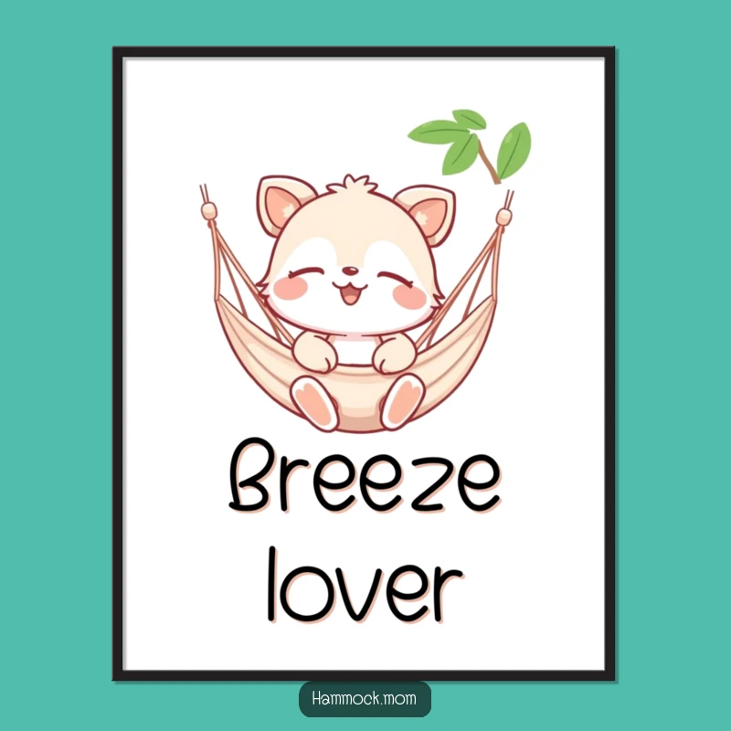 Funny Hammock Breeze Animal Digital Art: Instant Calm