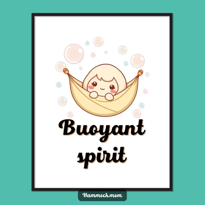 Funny Kawaii Hammock Bubble Art Print - Serene Wall Decor Gift