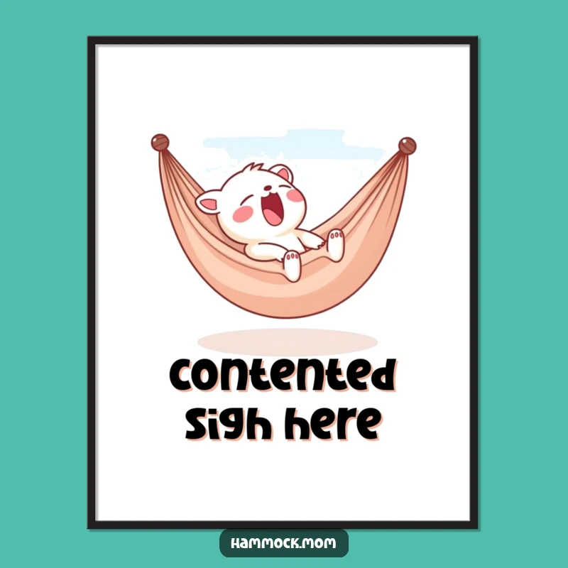 Funny Yawning Hammock Digital Art - Instant Relaxation Decor Gift!