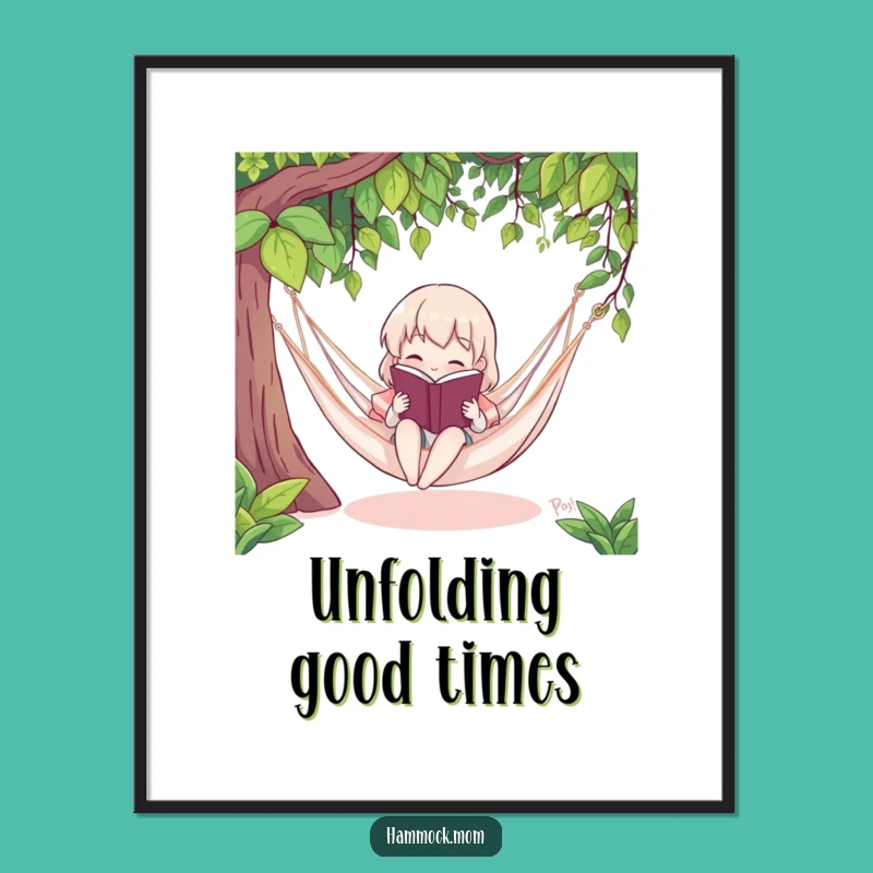 Funny Bookworm Hammock Reader Digital Art: Instant Literary Decor