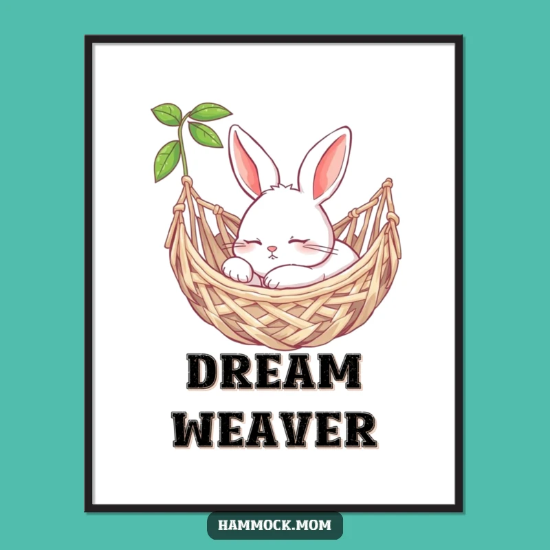 Funny Bunny Hammock Printable Art: Peaceful Naps, Instant Funny Gift