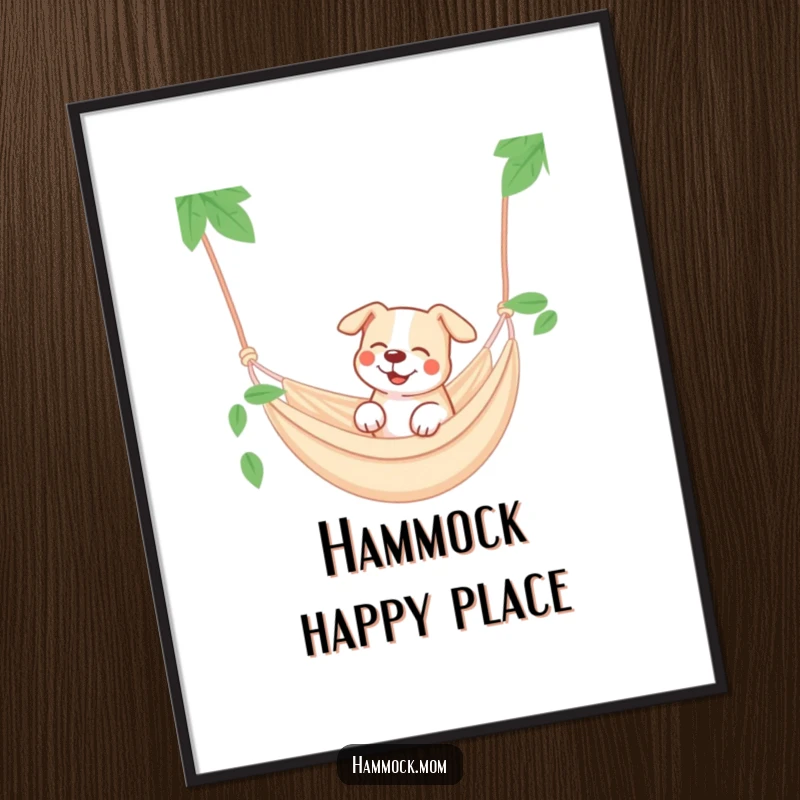 Funny dog hammock digital art, a dog dreaming in a hammock, instant download.
