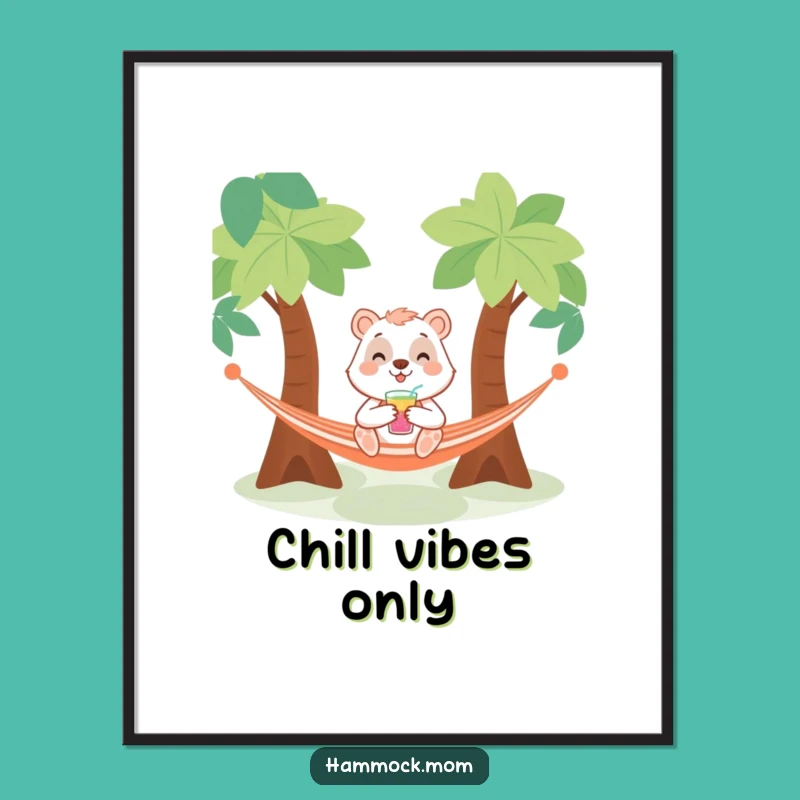 Funny Hammock Drinker Animal Digital Art: Instant Chill Decor