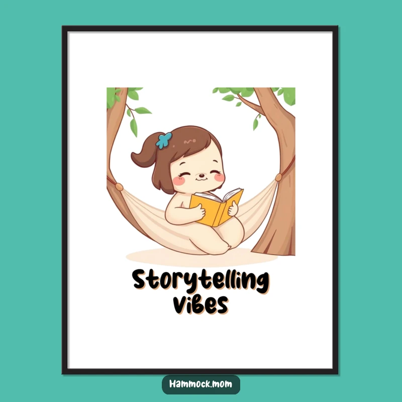 Funny Hammock Mom Animal Digital Print - Peaceful Reading Art, Instant Funny Gift