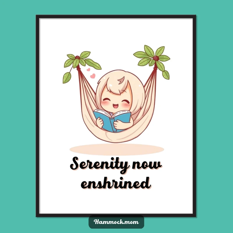 Funny Hammock Wall Art: Delighted Character's Sigh Brings Humor and Relaxation, Perfect Funny Gift