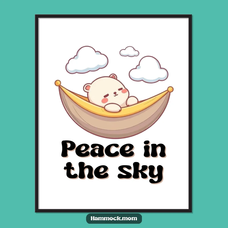 Funny Kawaii Cloud Animal Digital Art: Peaceful Views, Hilarious Decor Gift!