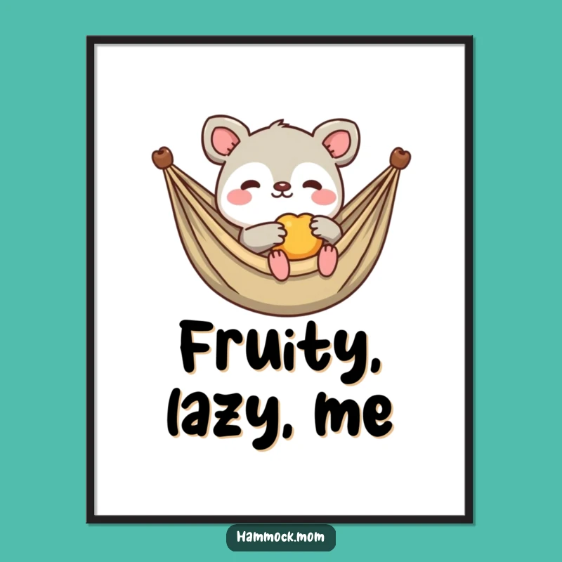 Funny Kawaii Fruit Animal Digital Art: Lounging Treats, Hilarious Decor Gift!