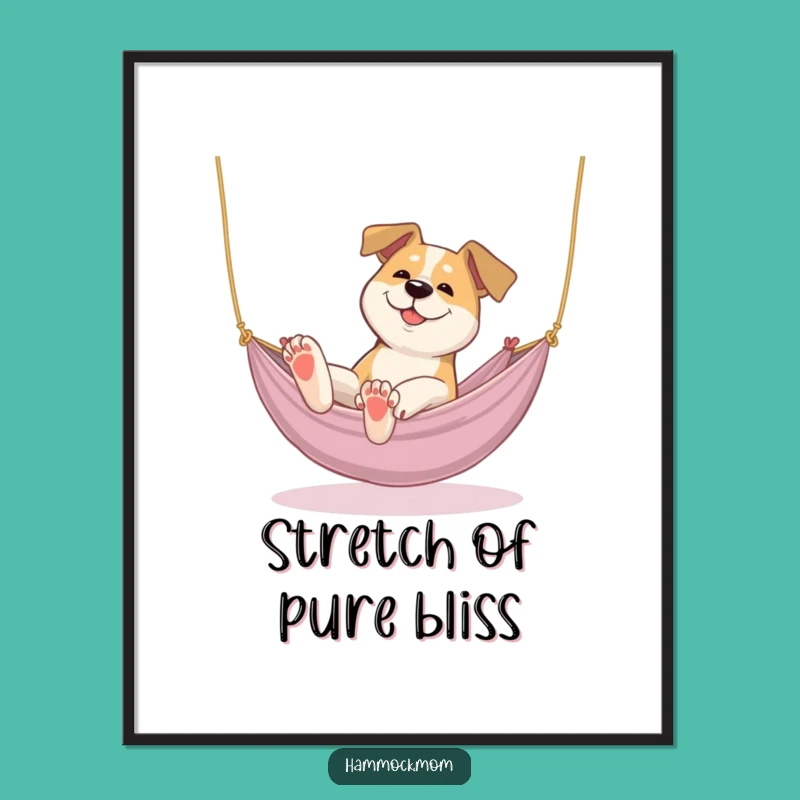 Funny Lazy Stretch Dog Digital Art - Instant Download Comfort Art Gift
