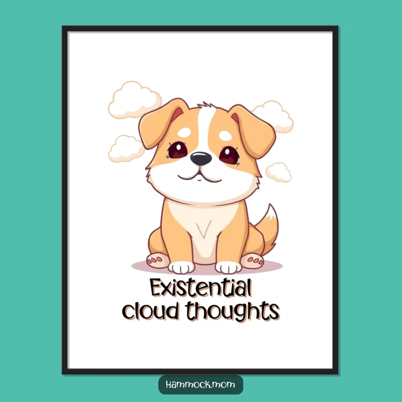 Funny Mama Dog Digital Art: Dreamy Cloud Watching Printable Gift!