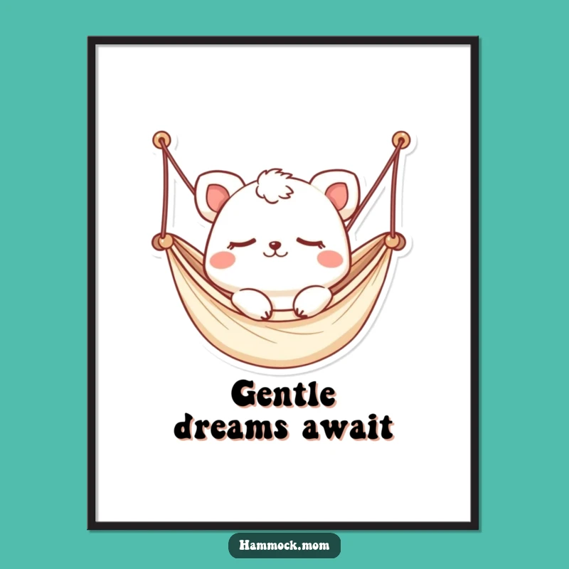 Funny Kawaii Hammock Animal Print: Gentle Sway Art, Instant Decor
