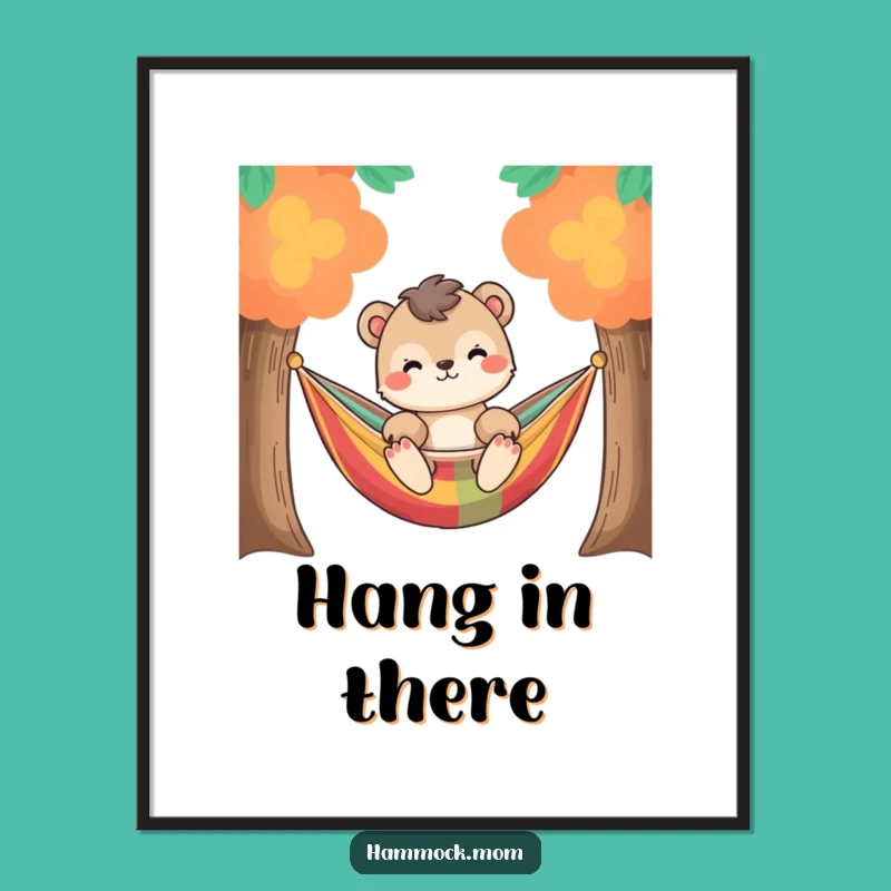 Funny Relaxed Animal Hammock Digital Art: Chill Vibes Print for Instant Decor