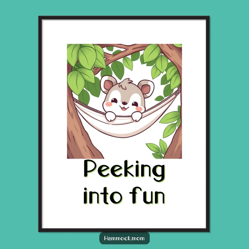 Funny Curious Hammock Animal Digital Art: Instant Intriguing Decor