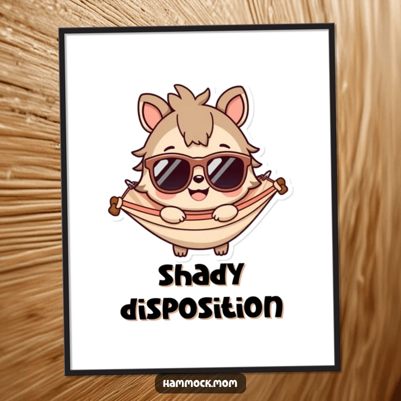 Funny digital art print of a smiling animal wearing sunglasses, perfect for creating instant cool and humorous wall decor.