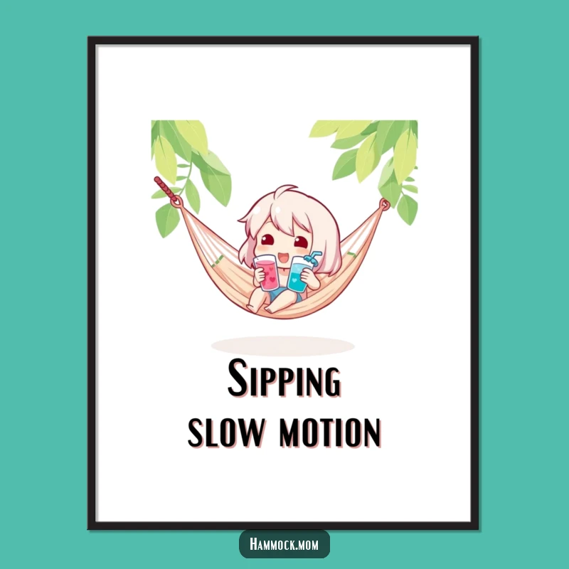Funny Cool Drink Hammock Digital Art: Instant Refreshing Decor