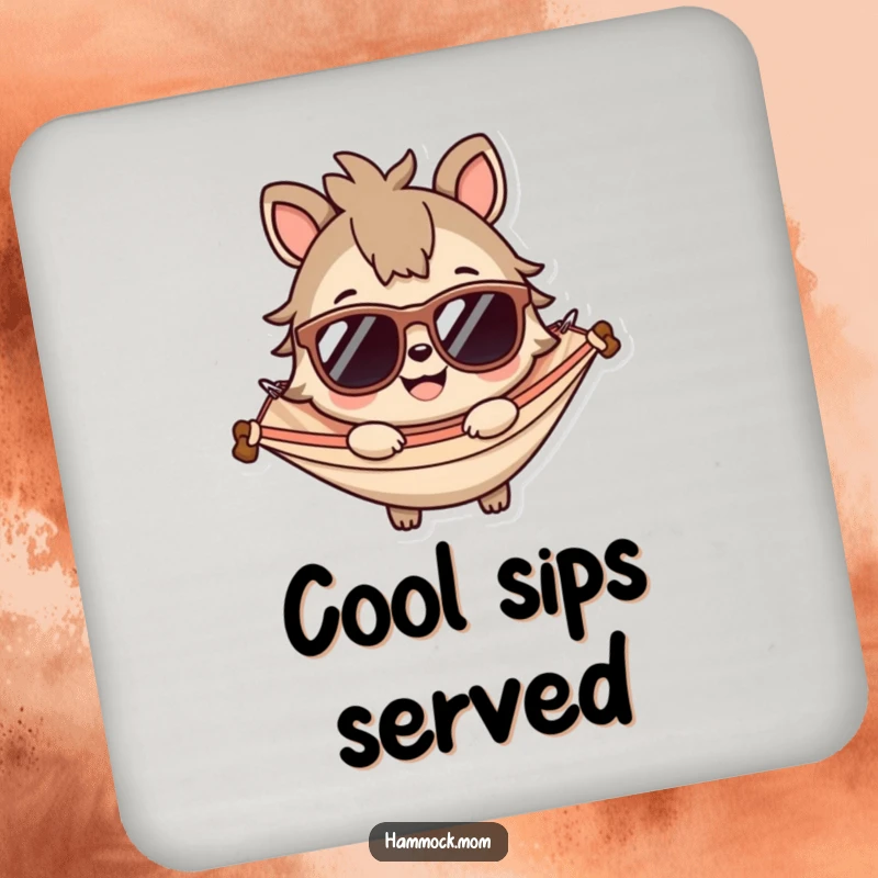 Funny drink coaster featuring a smiling animal wearing sunglasses, perfect for adding cool, humorous protection to surfaces.