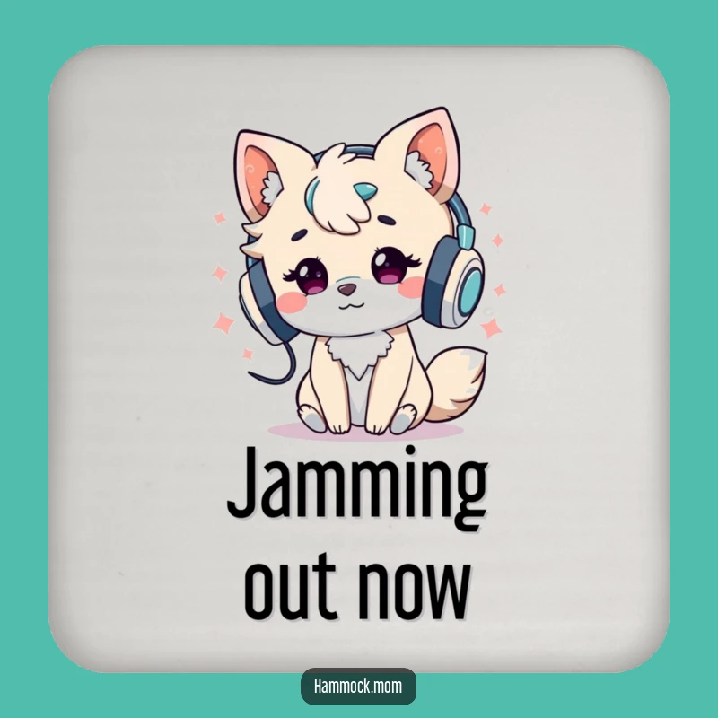 Funny Drink Coaster: Music Animal with Headphones, Table Decor Gift