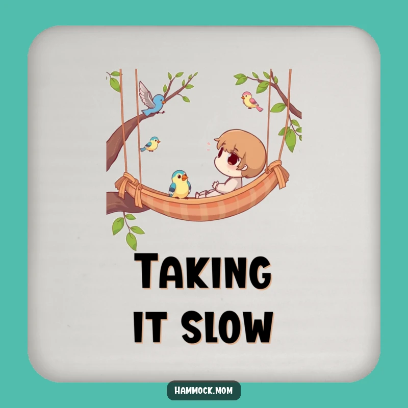 Funny Hammock Bird Watching Coaster: Protect Surfaces with Character Humor, Funny Gift