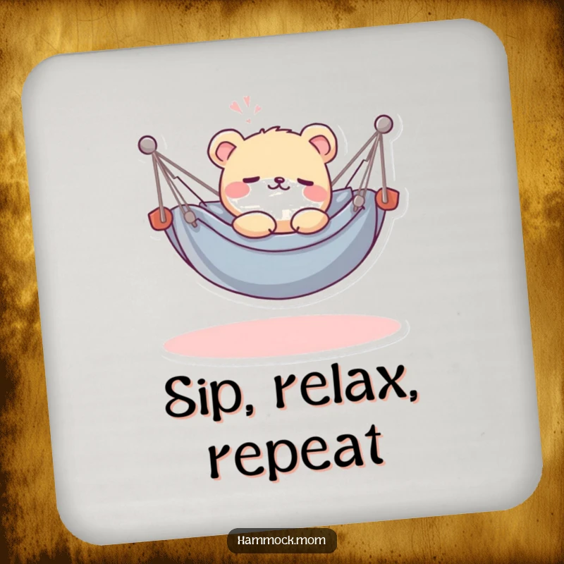 Funny Kawaii Hammock Animal Coaster: A cute creature sighing in a small hammock, perfect for protecting surfaces.