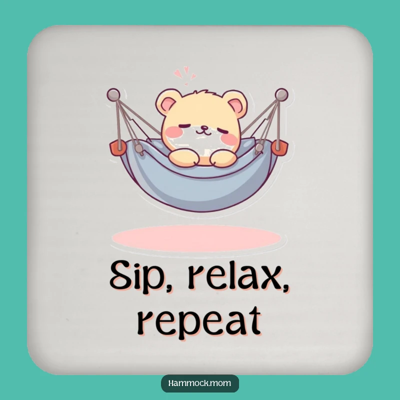 Funny Kawaii Hammock Animal Coaster: Relaxing Sigh, Small Gift