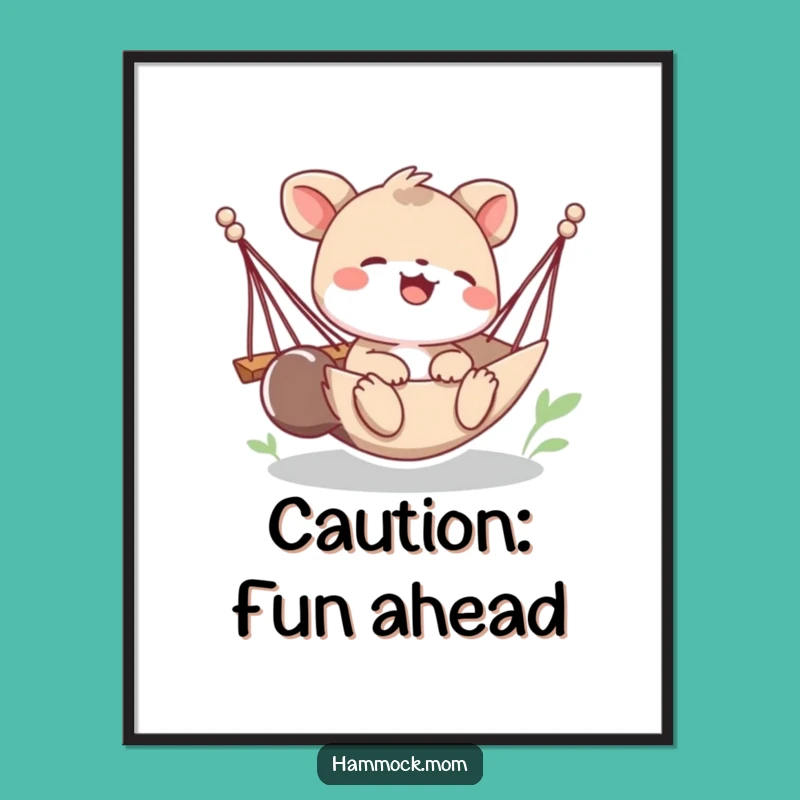 Funny Giggling Hammock Animal Poster: Joyful Wall Art