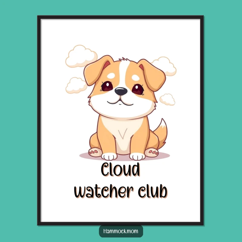 Funny Mama Dog Cloud Art Poster: Dreamy & Hilarious Wall Decor Gift!