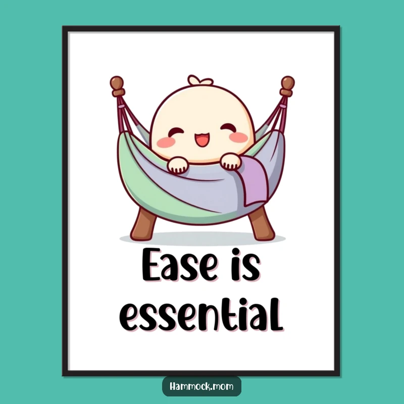 Funny Kawaii Hammock Happy Sigh Poster - Relaxing Wall Art Gift