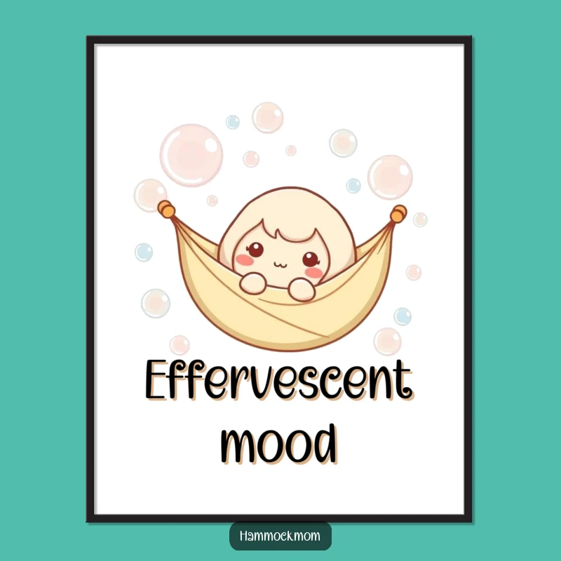 Funny Kawaii Hammock Bubble Poster - Serene Floating Art Gift