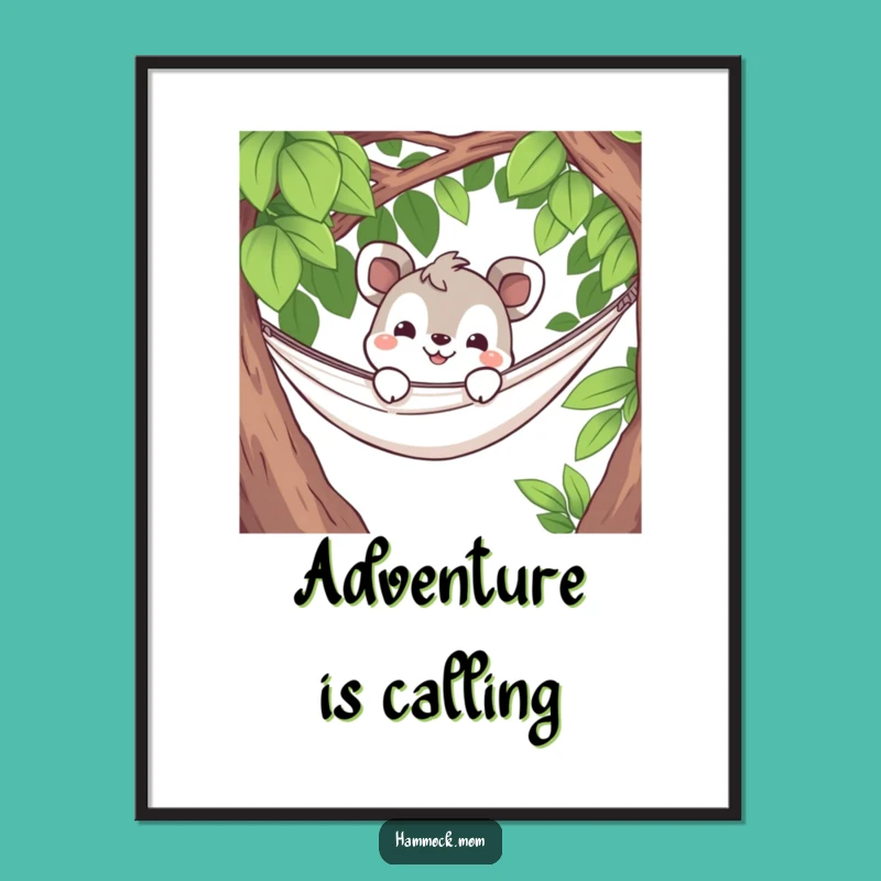 Funny Curious Hammock Animal Poster: Intriguing Wall Art