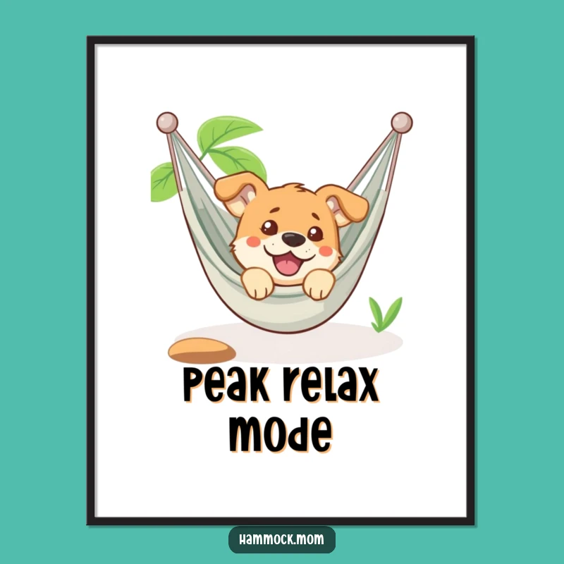 Funny Dog Hammock Poster: Amused Pup Art Print, Perfect Wall Decor Funny Gift