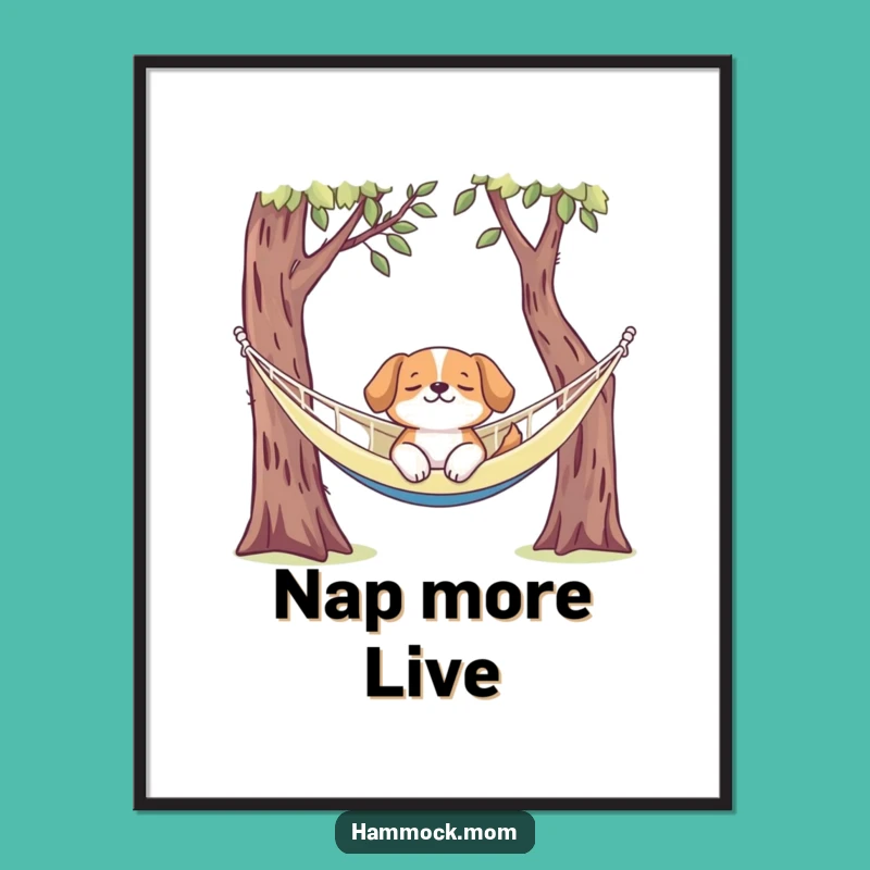 Funny Dog Hammock Poster - Relaxing Canine Art Print, Perfect Funny Gift