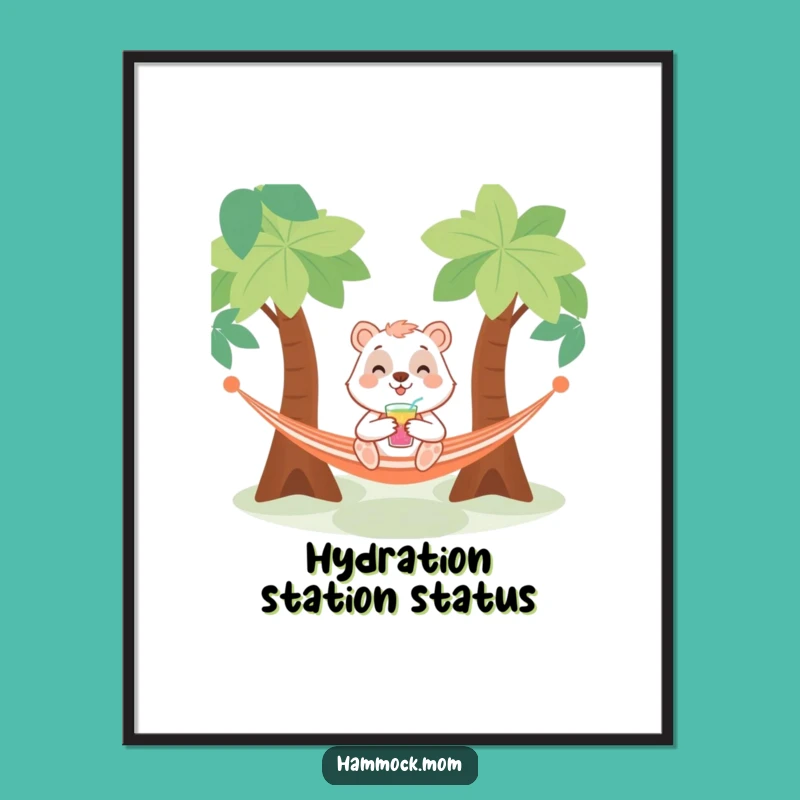 Funny Hammock Drinker Animal Poster: Cheers to Relaxation Wall Art