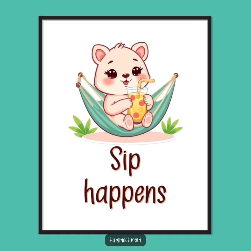 Funny Hammock Mom Animal Poster - Refreshing Art, Quirky Funny Gift
