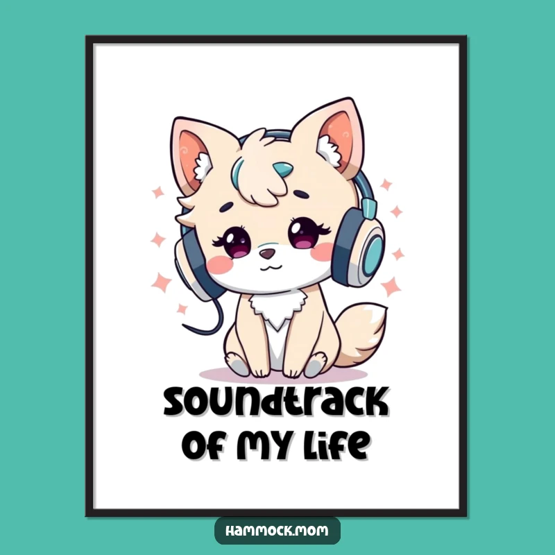 Funny Music Poster: Animal Listening to Tunes Art, Wall Decor Gift