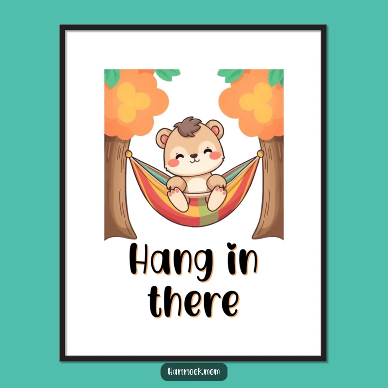 Funny Relaxed Animal Hammock Poster: Chill Vibes Wall Art for Serene Spaces